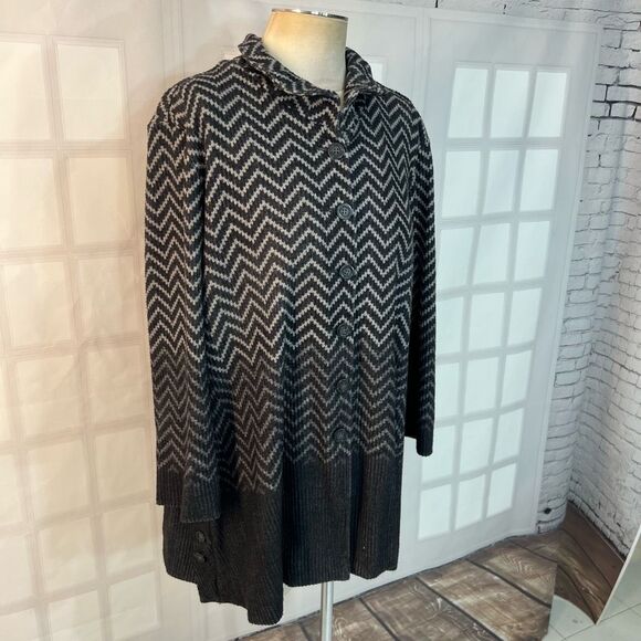 John & Mark Black Geometric Button Down Long Sleeve Cardigan Sweater Size XL - Picture 2 of 10